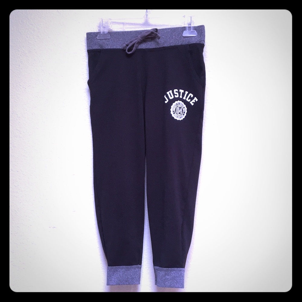 Justice Black & Grey Cropped Jogger, Size 7